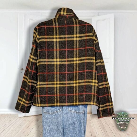 VINTAGE Lemon Grass Wool Blend Plaid Oversized Shacket Flannel Jacket, XL - Picture 2 of 5